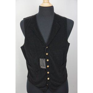 Kiton Napoli Solid Black Corduroy Cotton Vest Sz 48 EU 38 US